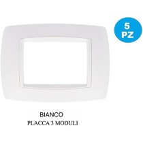 Kit 10 Pezzi Bticino Living Light Compatibile | 5 Pezzi Placca Bianco 3 Posti 3M | 5 Pezzi Supporto 3 Posti 3M