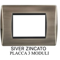 Set 4 Pezzi Bticino Living Light Compatibile, 1 Placca 3M Silver Zincato, 1 Supporto 3M, 1 Shuko, 1 Presa Bipasso Nero