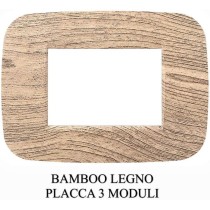 Kit 10 Pezzi Bticino Living Light Compatibile | 5 Pezzi Placca Bamboo Legno 3 Posti 3M | 5 Pezzi Supporto 3 Posti 3M