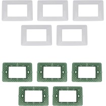 Kit 10 Pezzi, 5 pezzi Placca in Tecnopolimero Bianco 3 Posti | 5 Pezzi Supporto 3 Posti Vimar Plana Compatibile Bianco