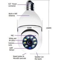 Telecamera IP Cam 2MP Attacco E27 PTZ WiFi Home Security 4X Digital Zoom, Full Color Night Vision 1080p App Yoosee