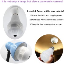 IP WiFi Lampadina, Autbye Telecamera panoramica IP di 360 °  960P per IOS e telefono mobile di Android, Ipad