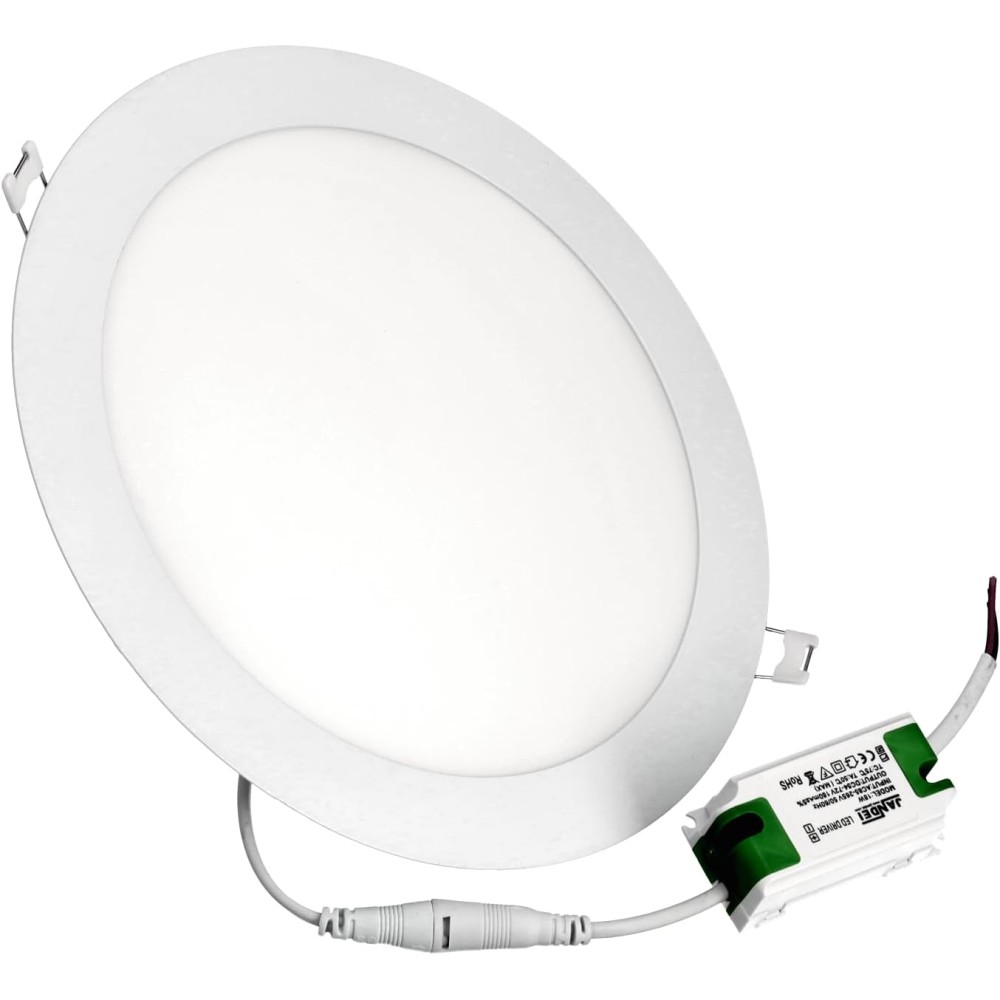 Faretto Pannello Led 18W Rotondo Da Incasso Ultra Sottile 13mm, Foro Incasso Ø 200- Ø 205 mm, Trasformatore Incluso