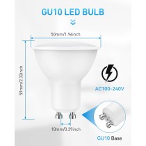 10 Pezzi Led GU10 5W Bianco Freddo 6500K, 450LM, 50W Equivalente, 38° Angolo del Fascio, Risparmio Energetico