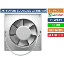 Aspiratore Elicoidale Da Interno montaggio A Parete 21W Copertura 320mq/h IPX4