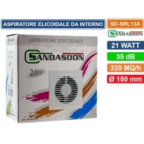 Aspiratore Elicoidale Da Interno montaggio A Parete 21W Copertura 320mq/h IPX4