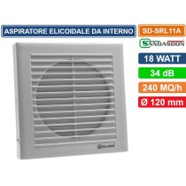 Aspiratore Elicoidale Da Interno Montaggio A Parete 18W Copertura 240mq/H IPX4