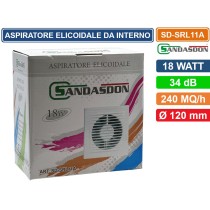 Aspiratore Elicoidale Da Interno Montaggio A Parete 18W Copertura 240mq/H IPX4