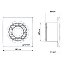 Aspiratore Elicoidale Da Interno Montaggio A Parete 18W Copertura 240mq/H IPX4