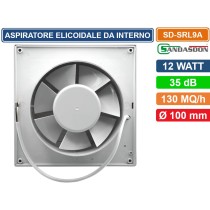 Aspiratore Elicoidale Da Interno Montaggio A Parete 12W Copertura 130mq/H IPX4