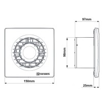 Aspiratore Elicoidale Da Interno Montaggio A Parete 12W Copertura 130mq/H IPX4