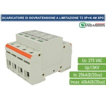 Scaricatore Limitatore Di Sovratensione Tipo T2 3P+N 4M SPD A limitazione Per Barra Din