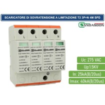 Scaricatore Limitatore Di Sovratensione Tipo T2 3P+N 4M SPD A limitazione Per Barra Din