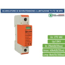 Scaricatore Limitatore Di Sovratensione Tipo T1+T2  1P 1M SPD A Limitazione Per Barra Din