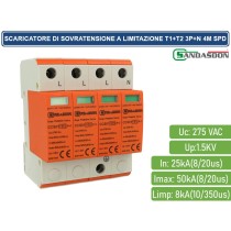 Scaricatore Limitatore Di Sovratensione Tipo T1+T2 3P+N 4M SPD A Limitazione Per Barra Din