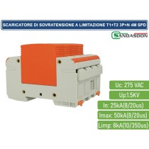 Scaricatore Limitatore Di Sovratensione Tipo T1+T2 3P+N 4M SPD A Limitazione Per Barra Din