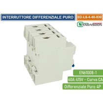 Interruttore Magnetotermico Differenziale Puro salvavita Per Barra DIN 4 Moduli 4P C40 415V 30mA 6KA