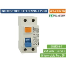 Differenziale Puro Salvavita Per Barra DIN 2 Moduli 2P C25 240V 30mA 6KA